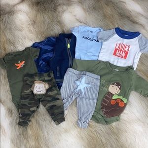 Newborn Boy Clothing Lot – 8 Pieces, Dino & Monkey